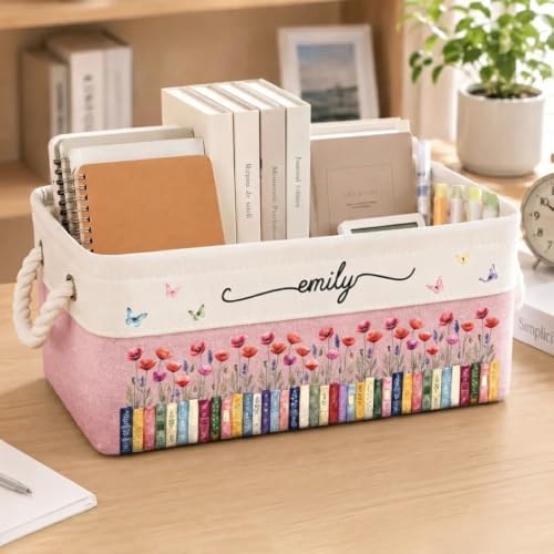 Custom Storage Basket with Name & Birth Month Flower - Image 2