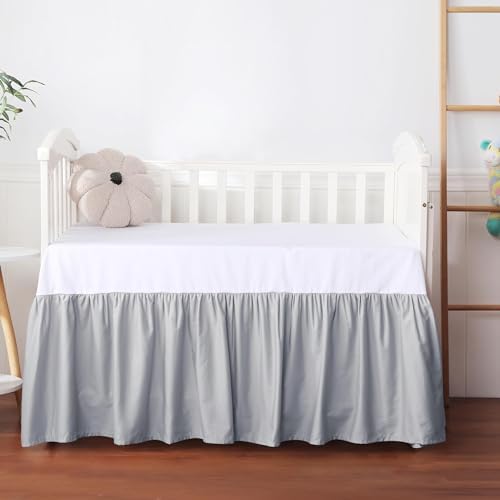 Crib Skirt Dust Ruffle, 100% Egyptian Cotton 400 Thread Count Soft Breathable by ShunjieHome