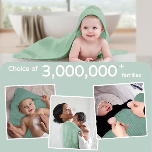 Yoofoss Hooded Baby Bath Towels 2 Pack 100% Muslin Organic Cotton - Image 6