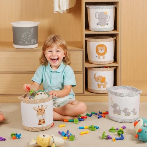 3-Piece Woven Baby Toy Baskets Laundry Hampers, Foldable Nursery Organizer - Image 5