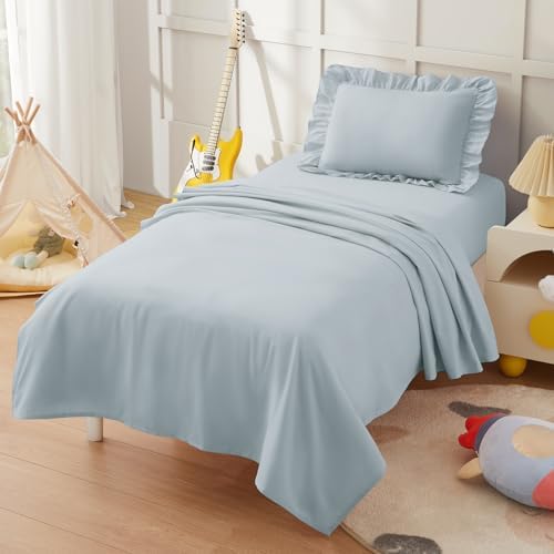 KKJIAF 3 Piece Dusty Blue Toddler Sheet Set by KKJIAF