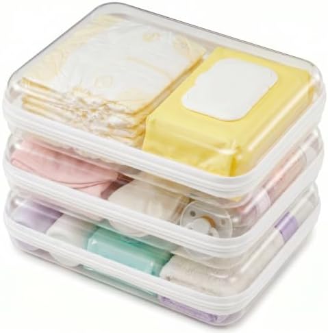 3 Pack Medium White Clear Hard Shell Zipper Case, Water-Resistant Travel by Unknown