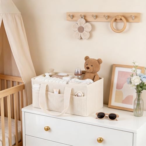 Corduroy Baby Diaper Caddy Organizer - Image 4