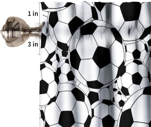 Sports Valance Curtains Kids Soccer Classical White Black Football Balls Print - Image 3
