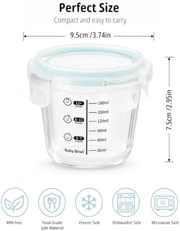 SosekiBaby 4 Pack 7oz Glass Baby Food Storage Containers, Leak-Proof - Image 4