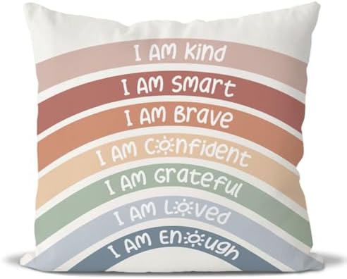 QIYUHOY Red Classroom Reading Corner Rainbow Decor Throw Pillow Covers by QIYUHOY
