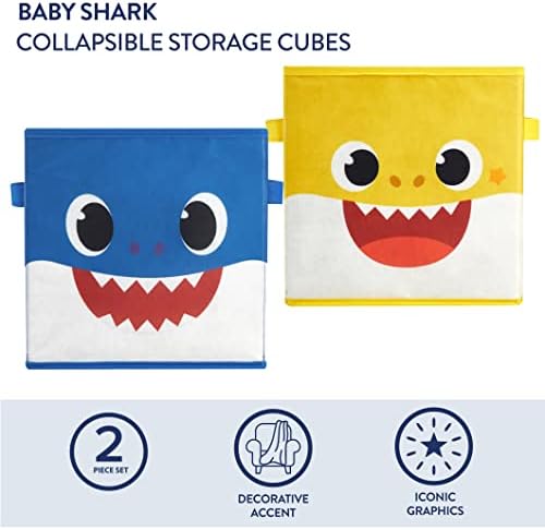 Idea Nuova Baby Shark Collapsible Storage Cubes, Baby Shark Blue/Yellow - Image 2