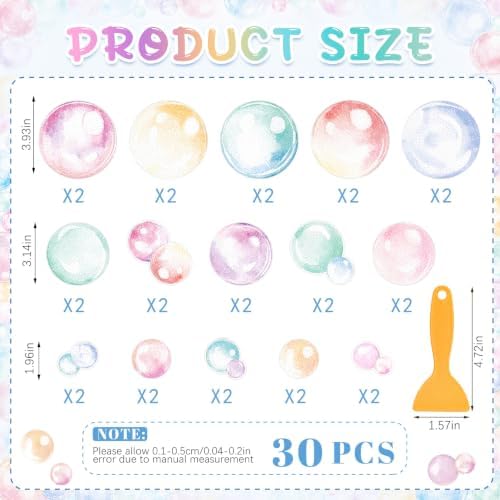 Fullhawl 30 Pcs Pastel Bubble Non Slip Shower Stickers, Bathtub Grip - Image 2