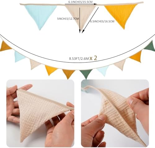 19.6ft Bunting Banner Triangle Flags Fabric, Garland Bunting Flag Banners - Image 2