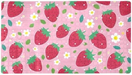 Bathtub Mat Non Slip 26.8x15.1In, Strawberries Daisy Bath Mat by Anna+Cowper