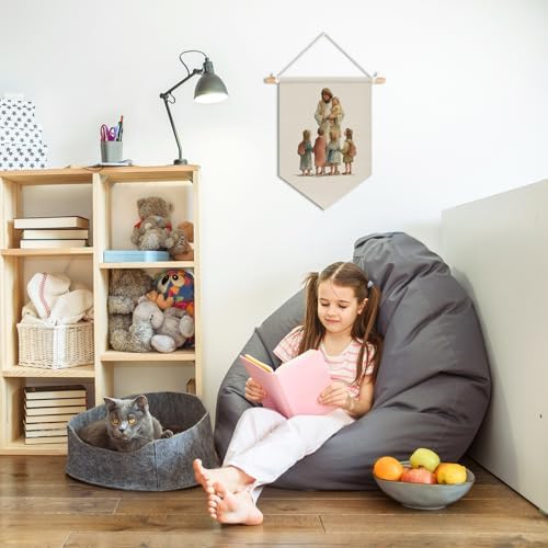 Playroom Decor, Jesus with Children Religious Scripture Wall Banners - Image 6