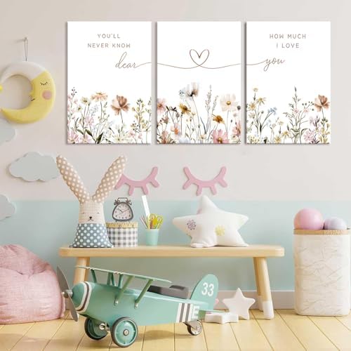 3Pcs Wildflower Nursery Canvas Wall Art Flower Botanical Sentence Poster - Image 6