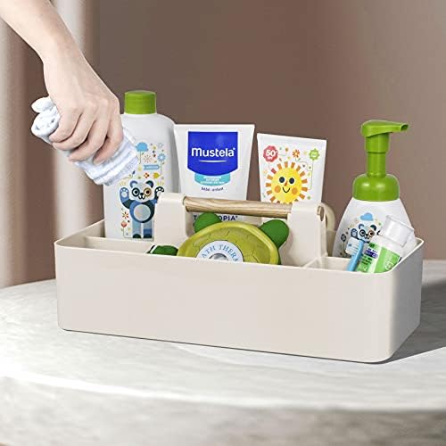 Baby Shower Caddy Plastic Nursery Portable Storage Organizer Beige - Image 4