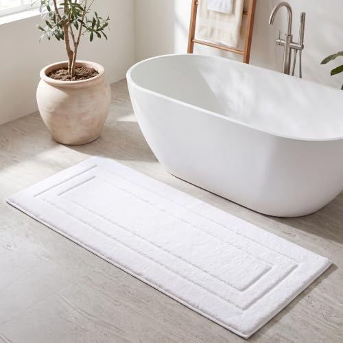 GRANNY SAYS White Bathroom Runner Rug 59" x 24", Soft Microfiber Bath Mat by GRANNYSAYS