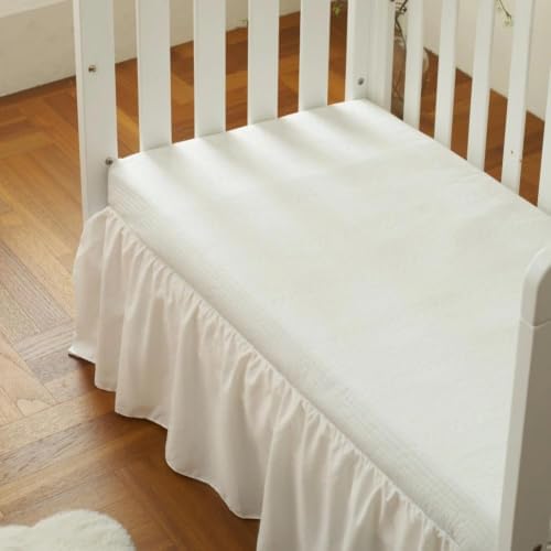 Ivory Crib Skirt Dust Ruffle, Microfiber Crib Bed Skirt - Image 5