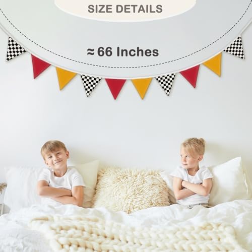 Boys Room Checkered Flag Banner 5.5Ft, Cars Room Decor - Image 5