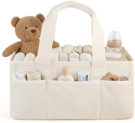 Corduroy Baby Diaper Caddy Organizer by Unknown