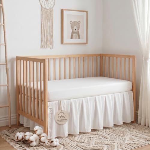 Baby Crib Skirt 100% Cotton Pleated Dust Ruffle - Image 6