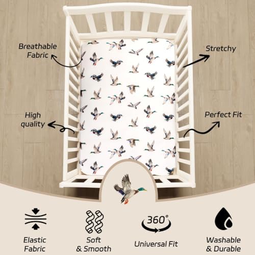 4 Pack Mallard Duck Baby Pack N Play Sheets Neutral Unisex Breathable Fitted - Image 4