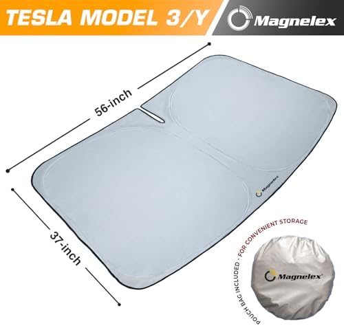 Magnelex Tesla Windshield Sun Shade, Reflective Polyester Blocks Heat & Sun - Image 3