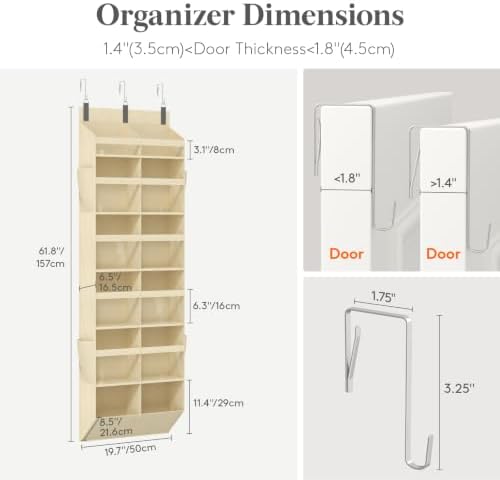 Lifewit 1 Pack Over the Door Organizer, 12 Section Hanging Storage - Image 2