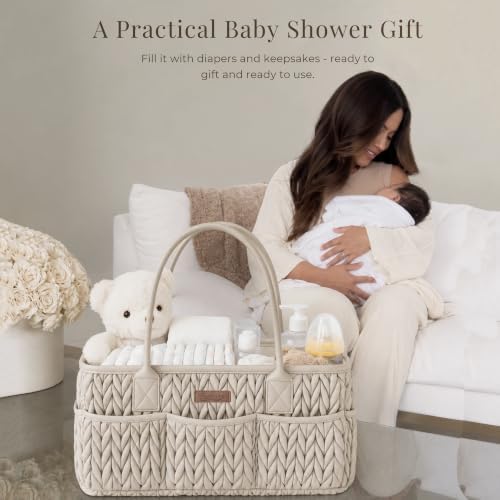 Konssy Baby Diaper Caddy Organizer, Braided Quilted Design - Image 7