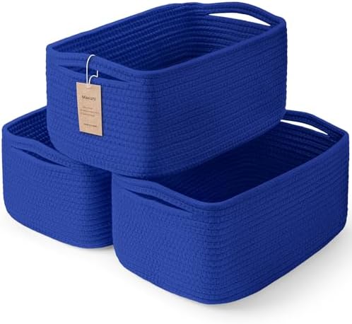 3 Pack Small Storage Baskets for Organizing, 11.8×7.8×5.1", Klein Blue by MaxuniTechLife