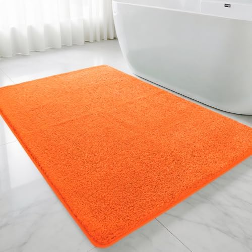 Polyester Bathroom Rug 40"x60" Orange, Large Soft Shaggy Bath Mat by Kildoss