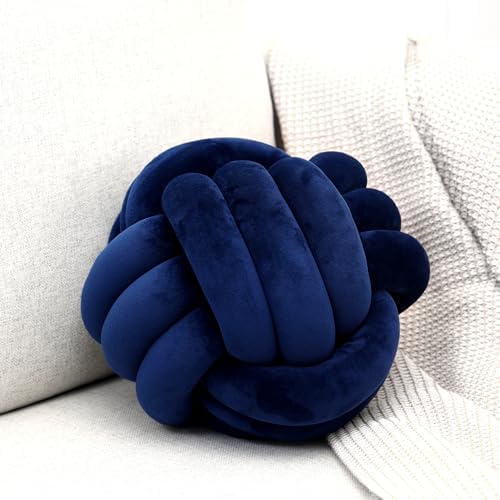 Petrella Navy Blue Knot Pillow Ball, 8 Inch Round Decorative Pillow by Petrellatoy