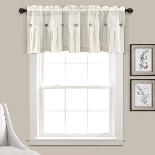 Lush Decor Linen Button Farmhouse Valance CurtiansOff White by LushDecor