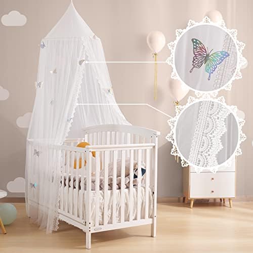 LOAOL Kids Bed Canopy with Lace Hanging Canopy Net - Image 5