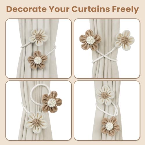 KLOGTSIND Flower Curtain Tiebacks, Decorative Curtain Holdbacks No Drill - Image 5