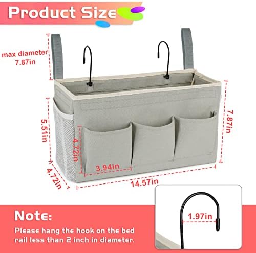 Bedside Caddy, Bedside Storage Bag Hanging Organizer - Image 4