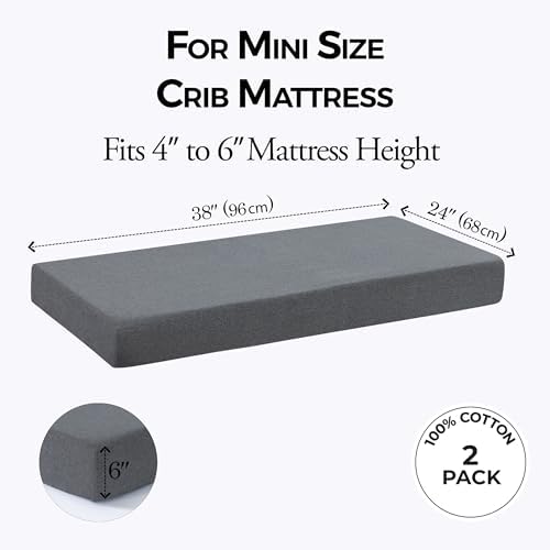 Dreamology Mini Crib Fitted Sheets, 100% Cotton Crib Sheets - Image 3