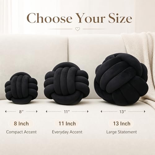 Petrella Black Knot Pillow Ball, 8 Inch Decorative Pillow - Image 3