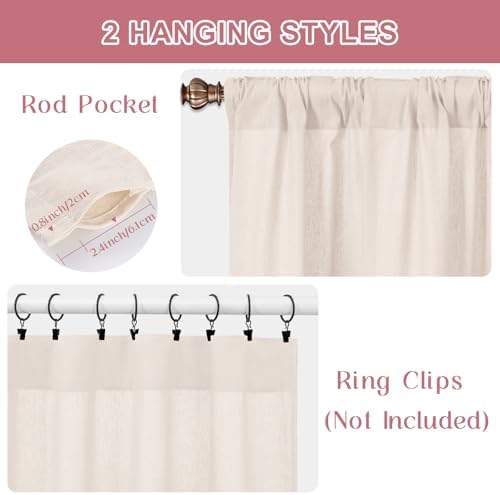 ASPMIZ Linen Kitchen Curtains 24 Inch Length, Farmhouse Boho Button Kitchen - Image 5