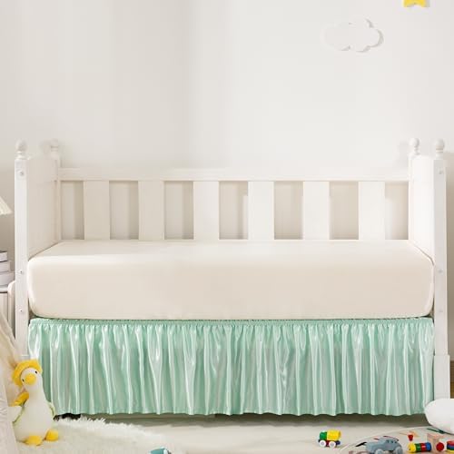Mint Green Satin Crib Bed Skirt by Counfeisly
