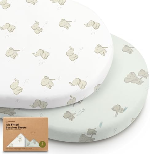 2-Pack Baby Bassinet Sheets Girl, 33x17 Bedside Sheets by KeaBabies