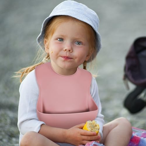 Eascrozn Silicone Bibs for Babies Toddler Set of 3, BPA Free - Image 6