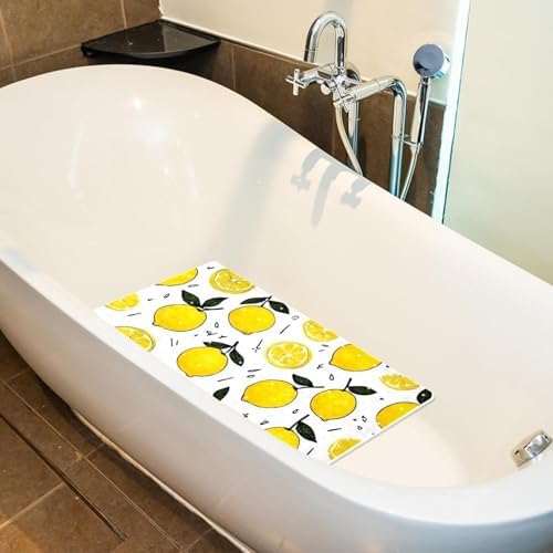 Shower Mat Non Slip 26.8 x 15.1 Inches, Lemon Bathtub Mat Shower Stall Mats - Image 5