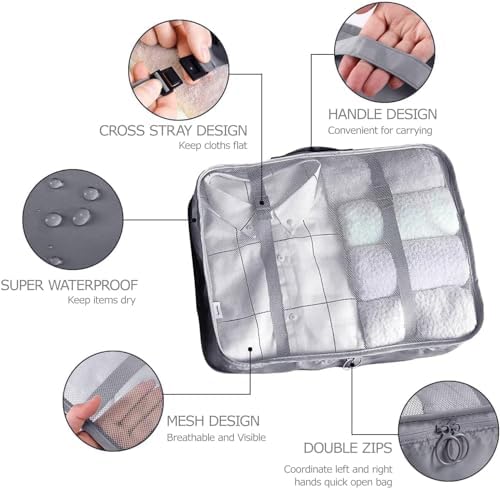 LANSKLBD 6/8 Set Packing Cubes for Suitcases Travel Luggage Packing Organizers - Image 2