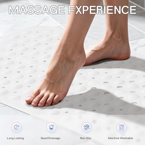 Anti-Slip Bathtub Shower Mat 40×16 Inch Opaque White - Image 5