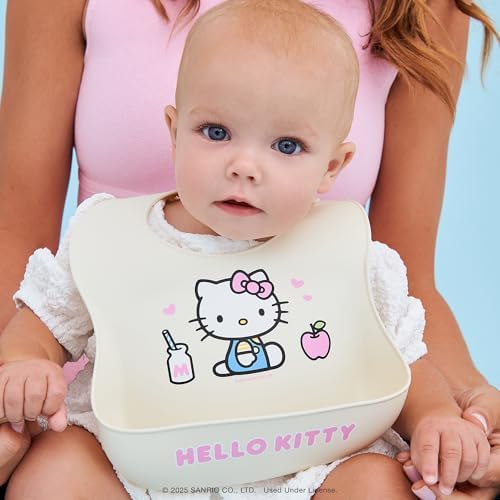 JuJuBe x Hello Kitty Baby Bib, Soft Silicone, Cherry Blossoms, Adjustable Fit - Image 5