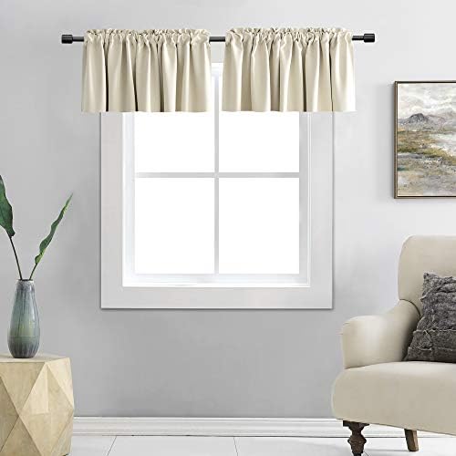 DONREN 2 Pcs Cream Beige Curtain Valances by DONREN