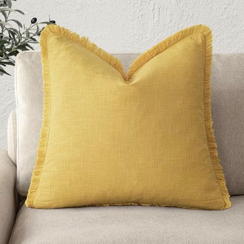 Foindtower Decorative Linen Fringe Throw Pillow Covers Cozy Boho Farmhouse by Foindtower