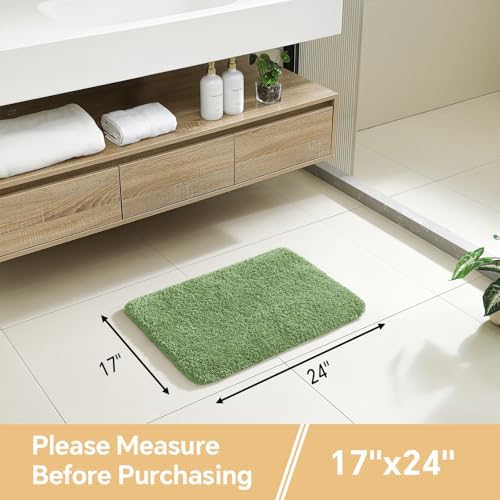 Polyester Bathroom Rug 17"x24" Hunter Green, Non-Slip Soft Bath Mat - Image 2