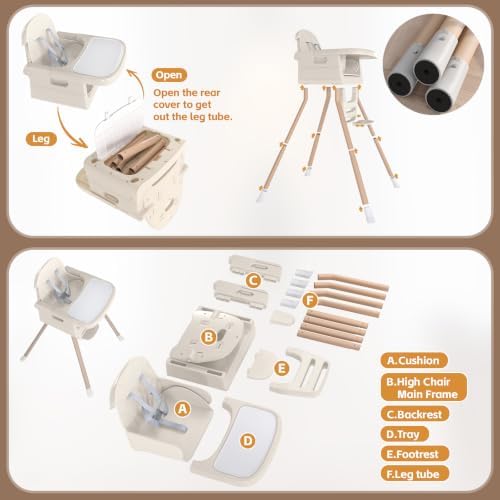Baby High Chair for 6 Months+, Foldable High Chairs for Babies and Toddlers - Image 4