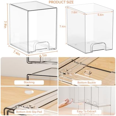 Yieach 2 Pack Clear Stackable Storage Drawers, 7.6" H Baby Bottle Organizer - Image 3