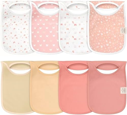 KeaBabies 8-Pack Bibs for Baby Girls, Pullover Baby Bibs by KeaBabies