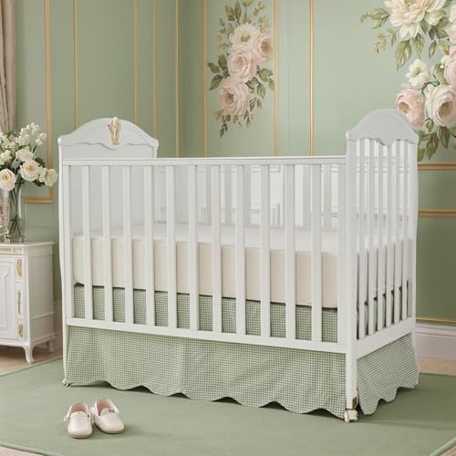 Brandream Scallop Edge Cotton Crib Skirt, Baby Boy, Baby Girl, Gender Neutral - Image 6
